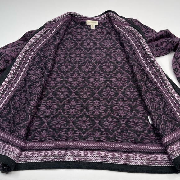 Fairisle Sweater Full Zip Cardigan Purple Wool Vintage Gorp Boho Winter Alpine - Picture 6 of 15